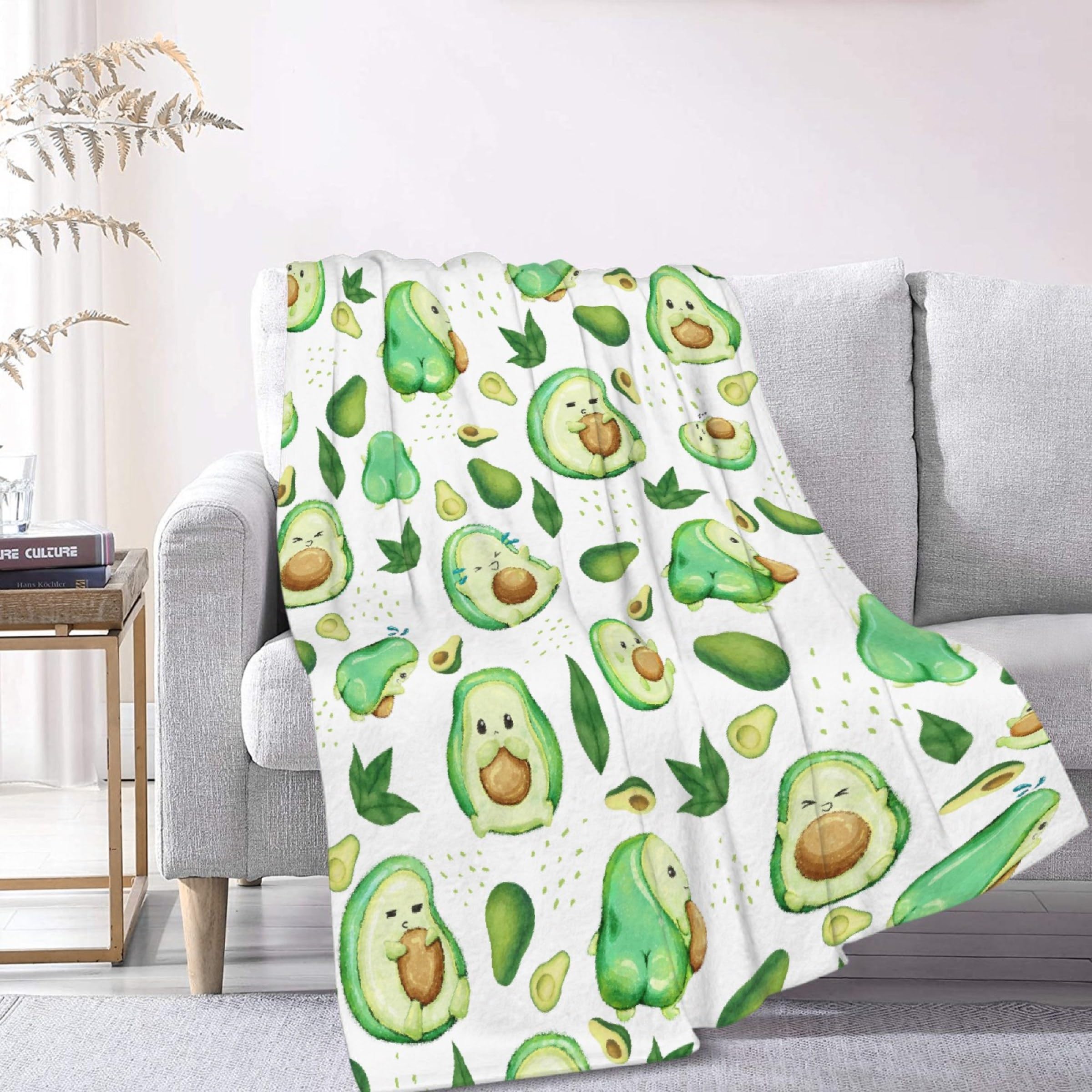 Superich avocado watercolor baby blanket easy-care and warm textile.