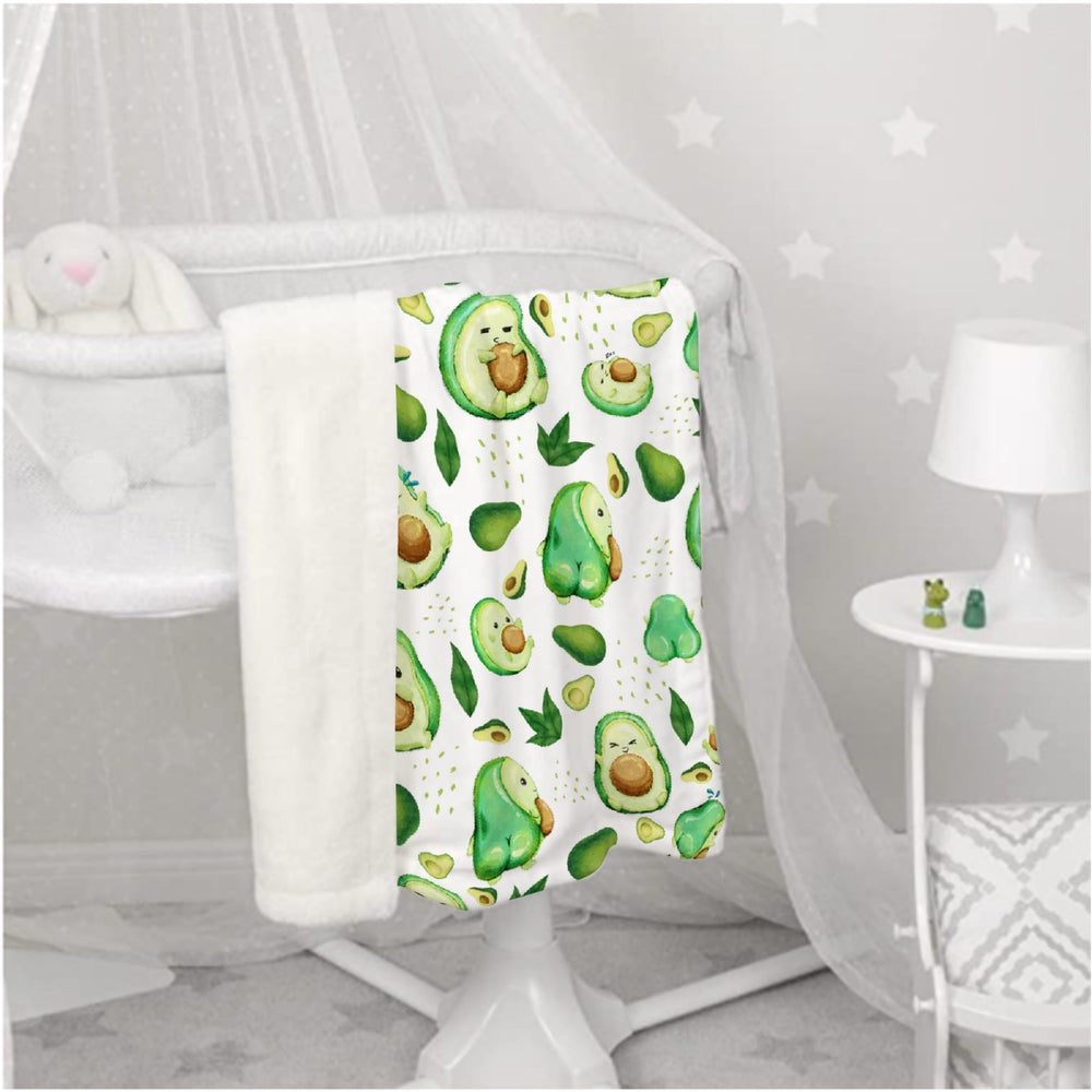 Superich avocado watercolor baby blanket gift-ready for new parents.