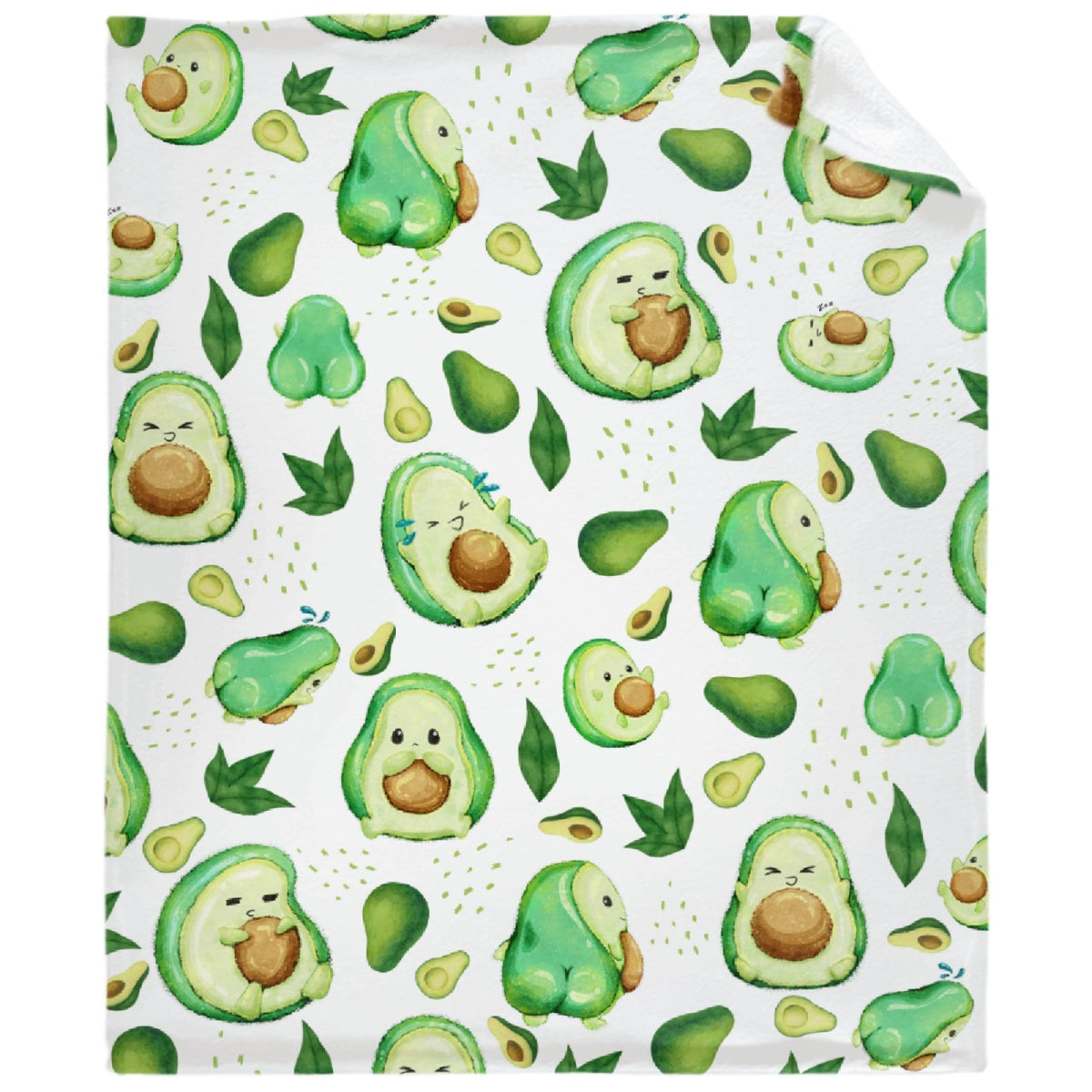Superich avocado watercolor baby blanket close-up of soft fabric for gentle warmth.