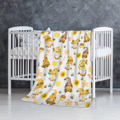 SUPERICH Gnome Bee blanket folded on bed highlights size and warmth.