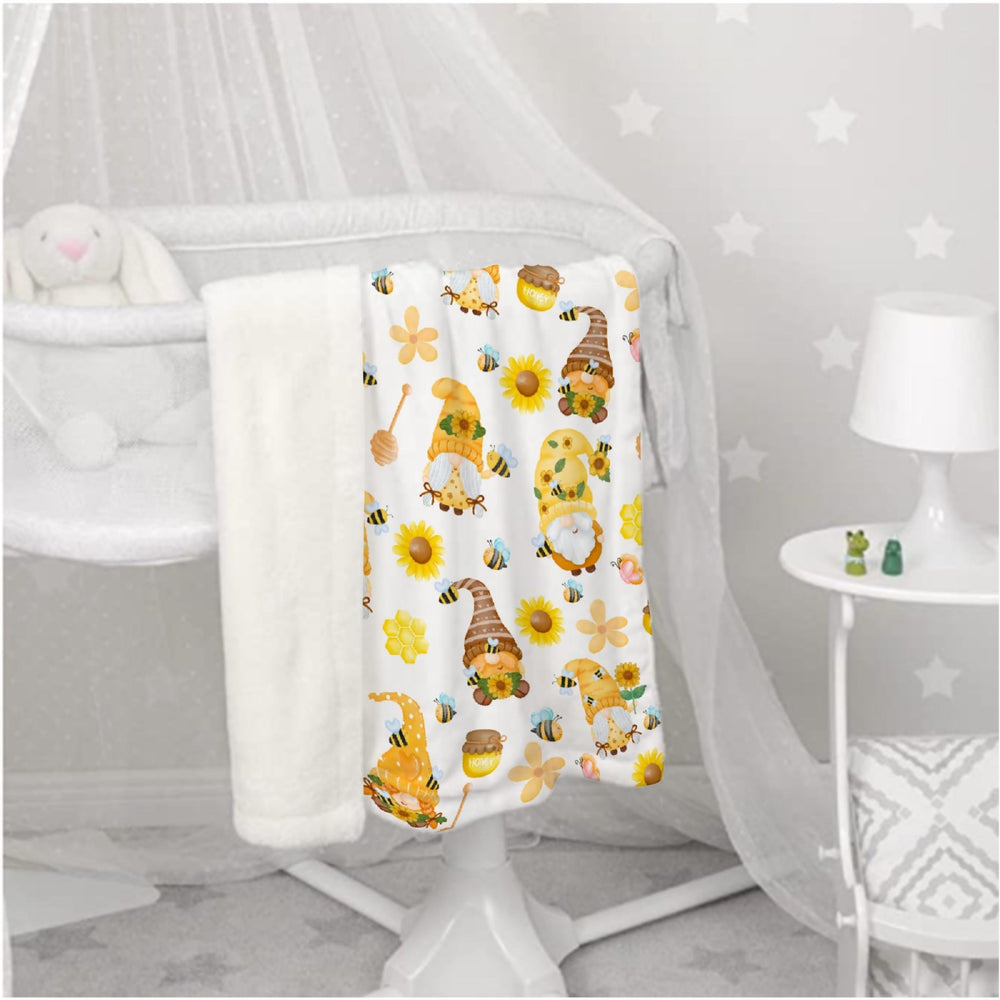 SUPERICH Gnome Bee blanket in nursery decor complements pastel tones.