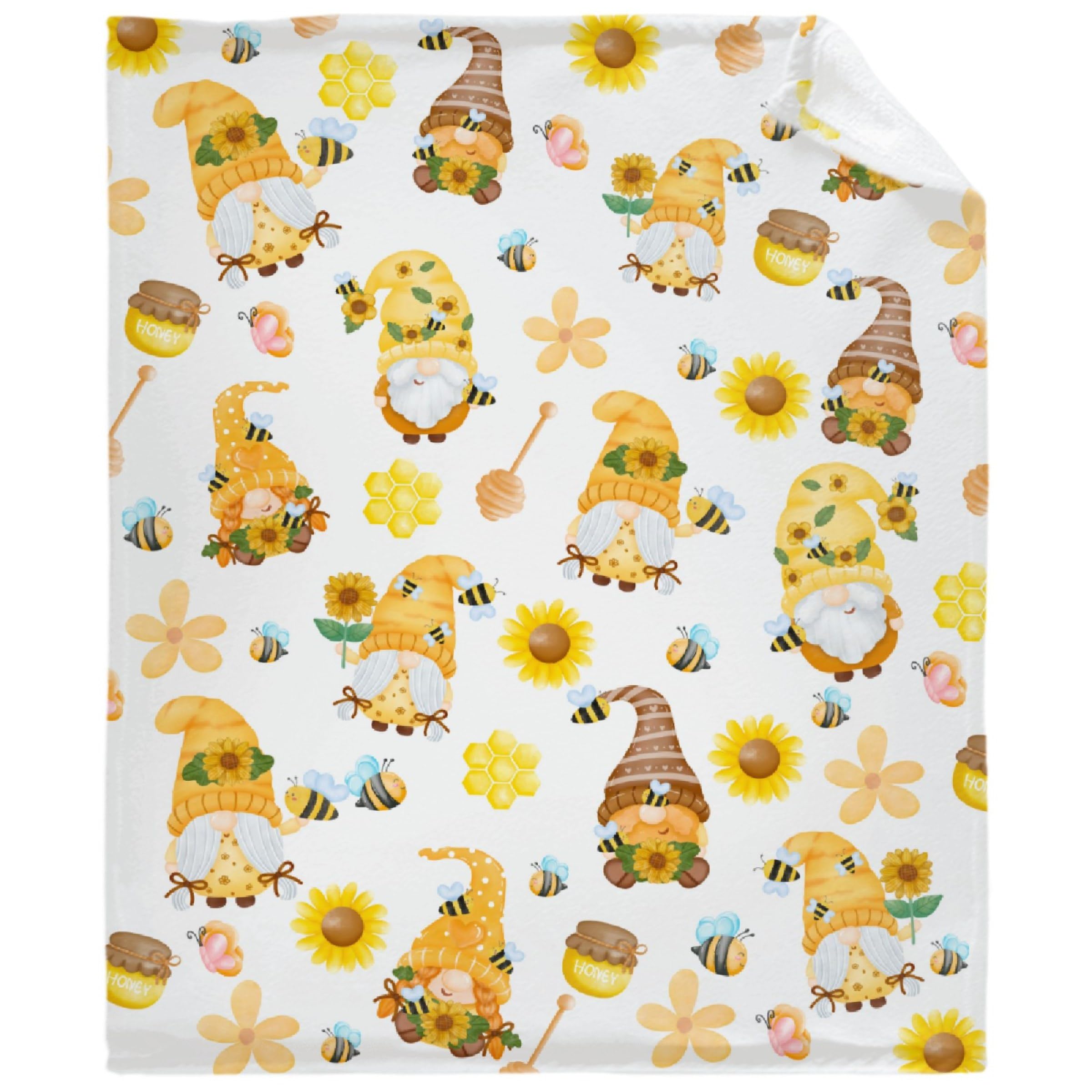 SUPERICH Gnome Bee blanket: soft texture close-up for gentle baby skin.