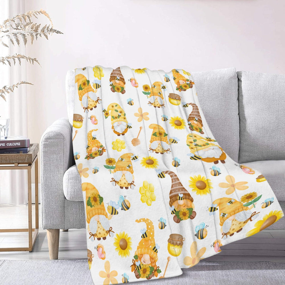 SUPERICH Gnome Bee blanket care instructions for easy machine washing.