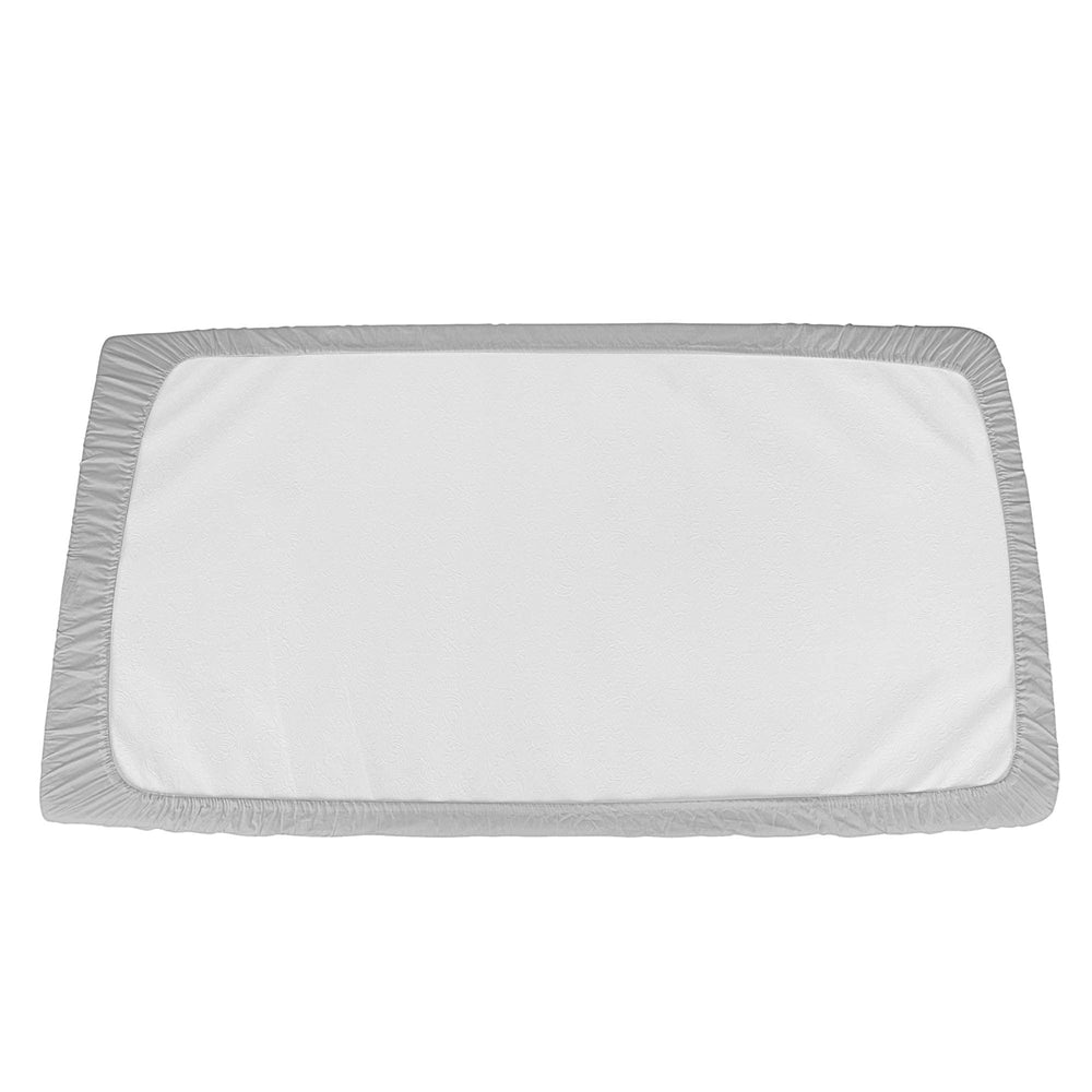 Deep-pocket design on Superity Linen crib sheet secures 52x28 mattress.