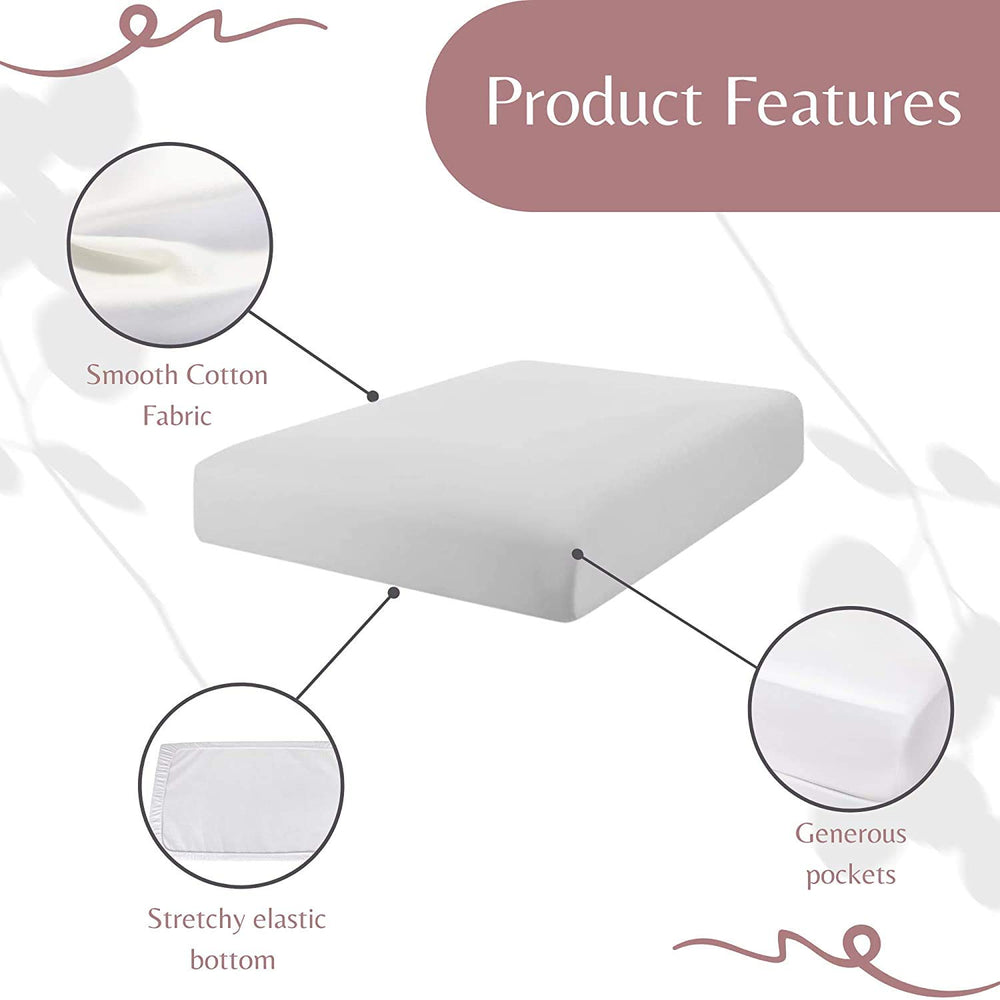 Easy-care fabric of Superity Linen crib sheet resists wrinkles.