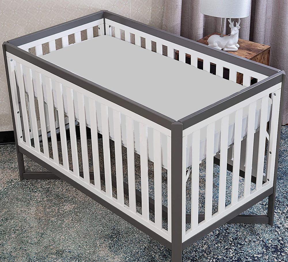 Packaging image of Superity Linen crib sheet displaying brand-ready product.
