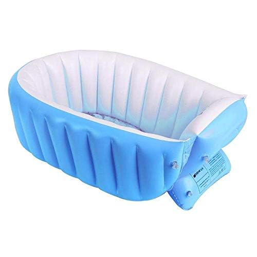 Blue SuperLi bathtub with drain plug for quick water release.