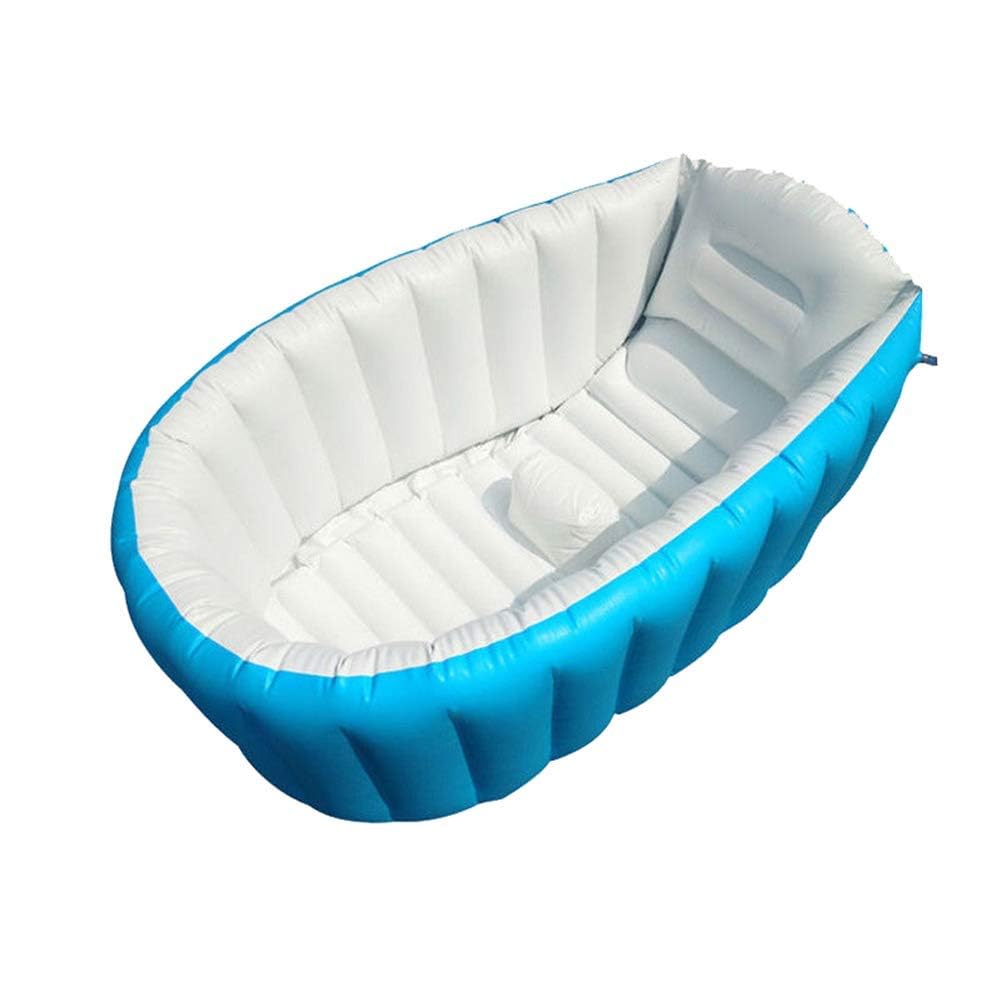 Folded blue SuperLi bathtub, lightweight and easy to store.