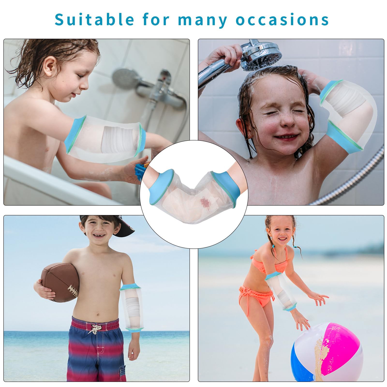 SUPERNIGHT kids arm protector for shower keeps bandages dry.