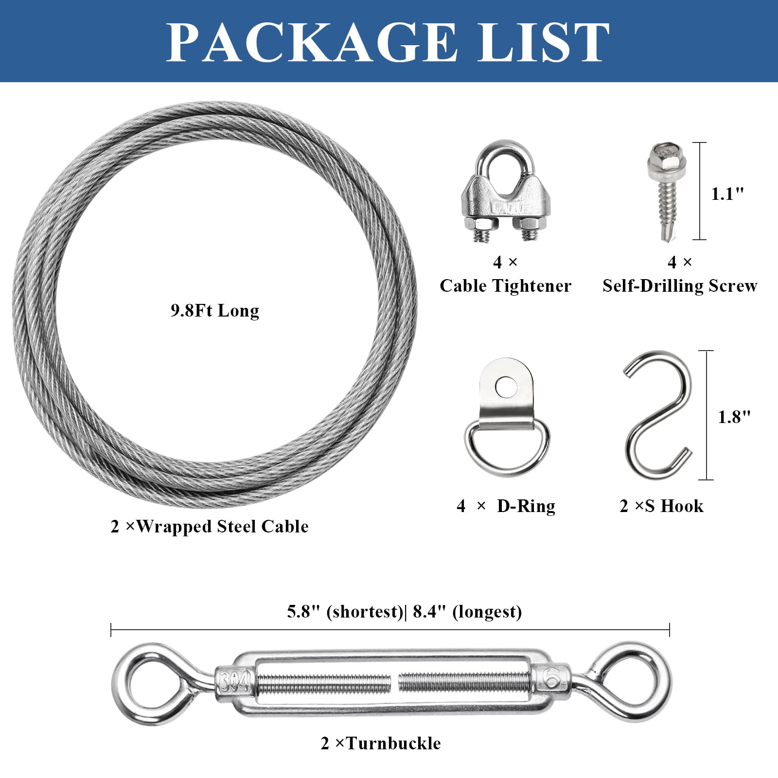 Supkiir 9.8ft steel cable for tensioned gate support outdoors.