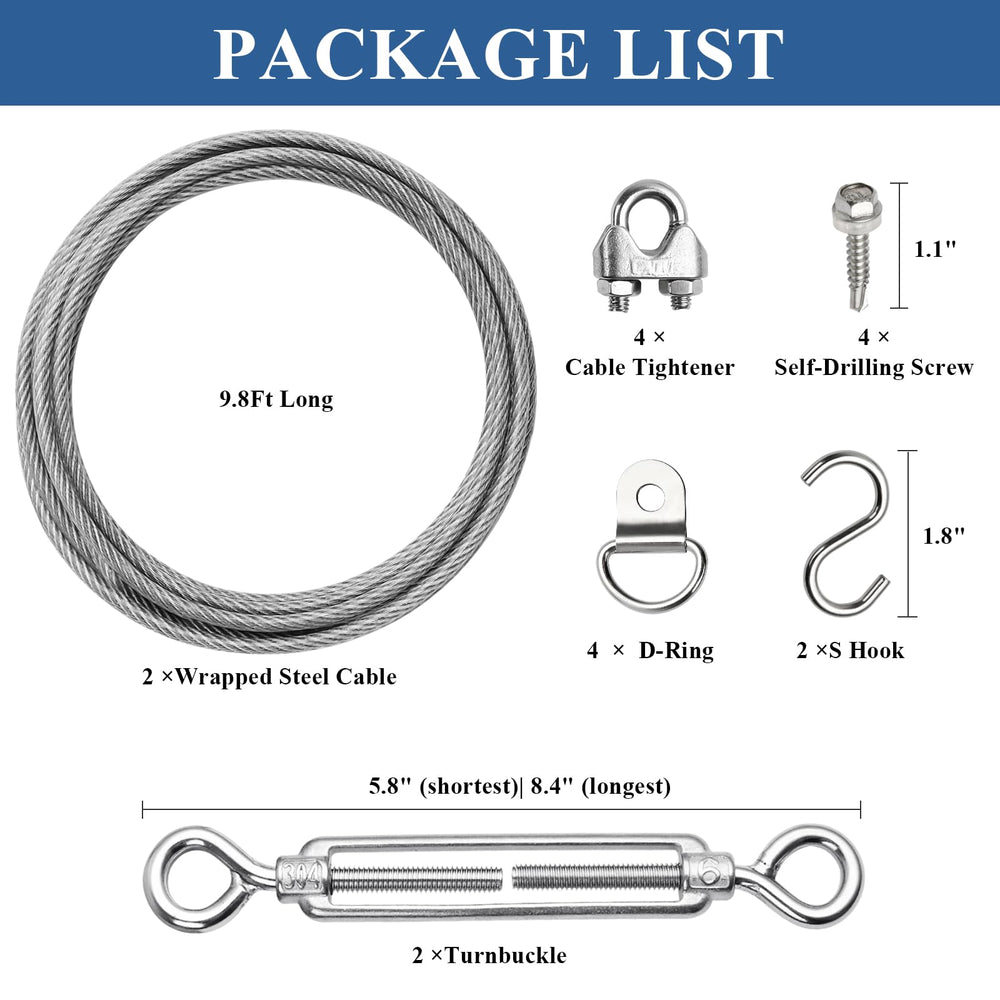 Supkiir 9.8ft steel cable for tensioned gate support outdoors.