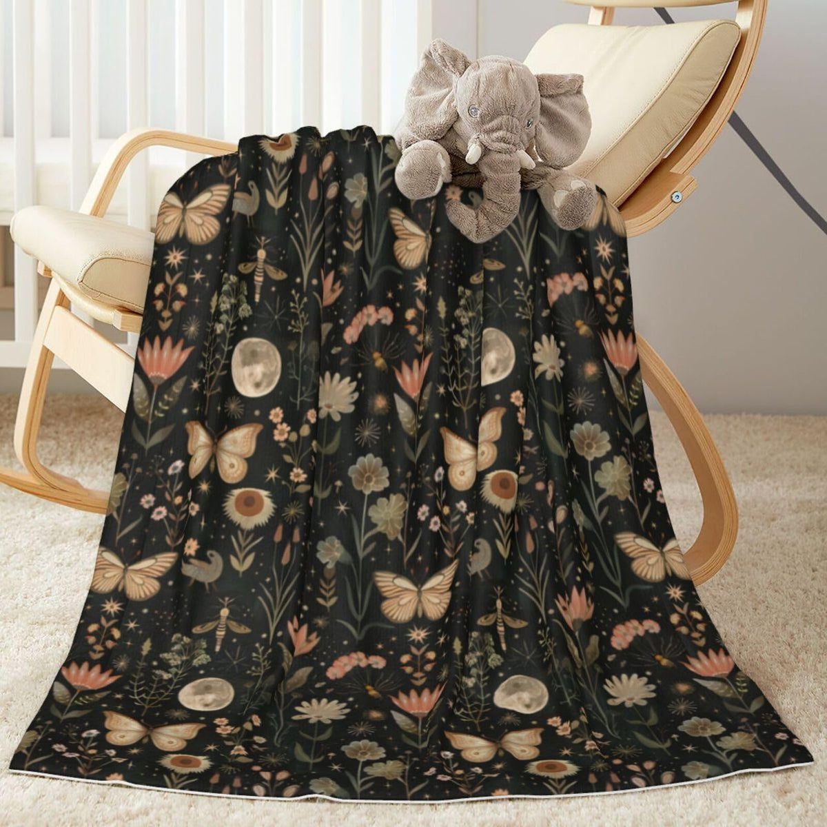 SUPLUCHOM baby blanket Butterfly Moon Flower pattern offers cozy warmth for newborns