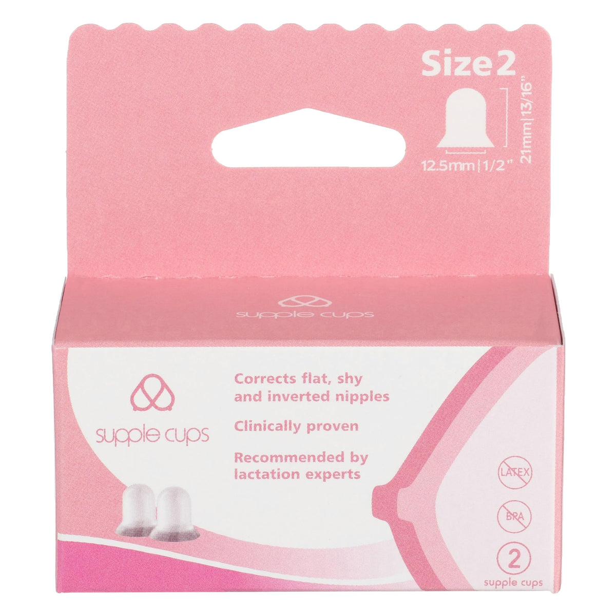 Supple Cups demonstrate flat nipple support for easier baby latch.