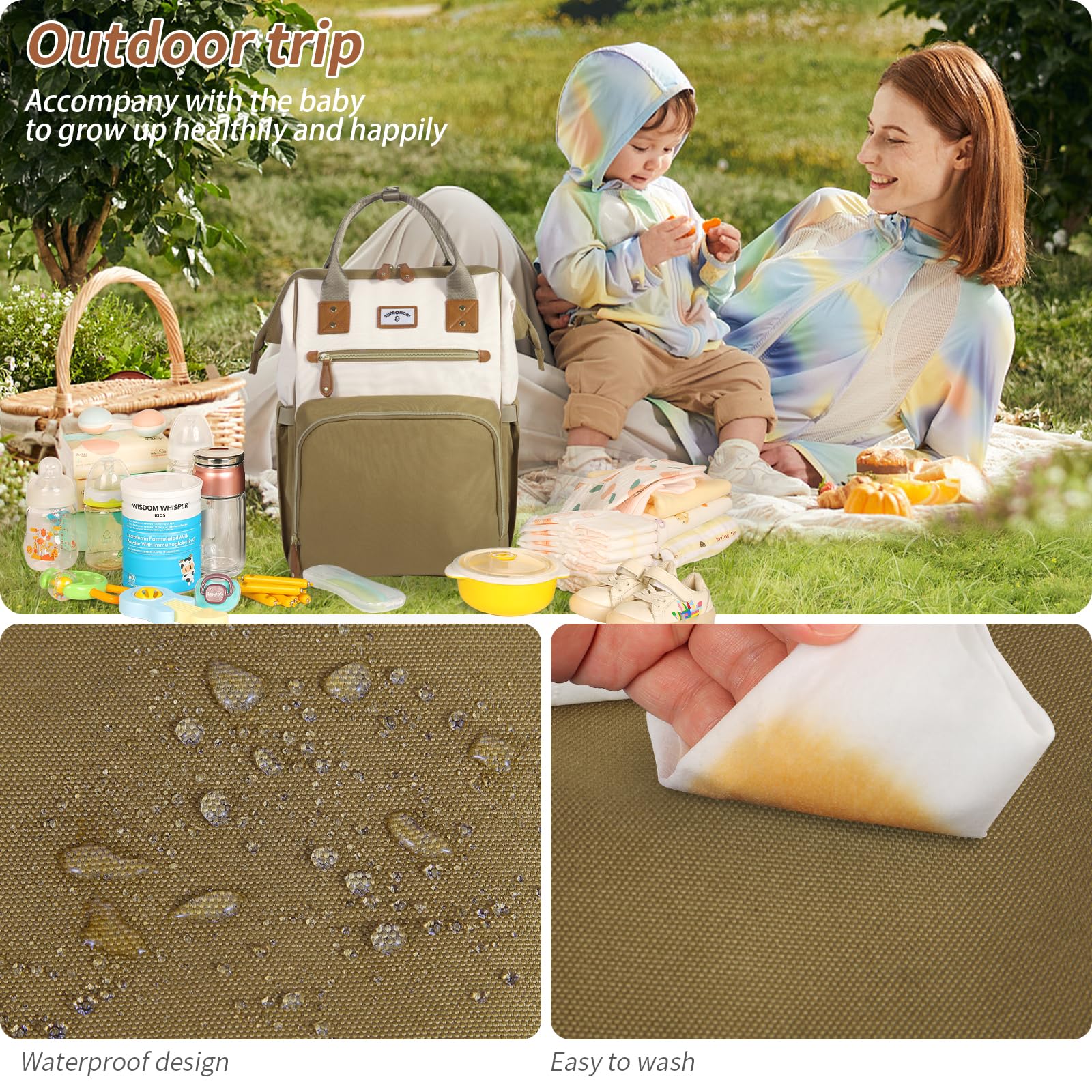 Easy cleaning: SUPROMOMI diaper bag with hand-wash friendly materials
