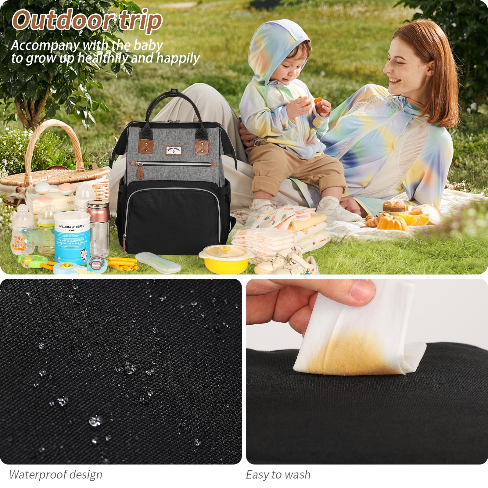 SUPROMOMI durable materials withstand daily use and spills