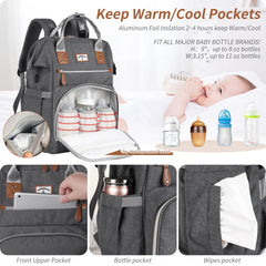 SUPROMOMI gray diaper bag interior compartments organized for bottles and diapers