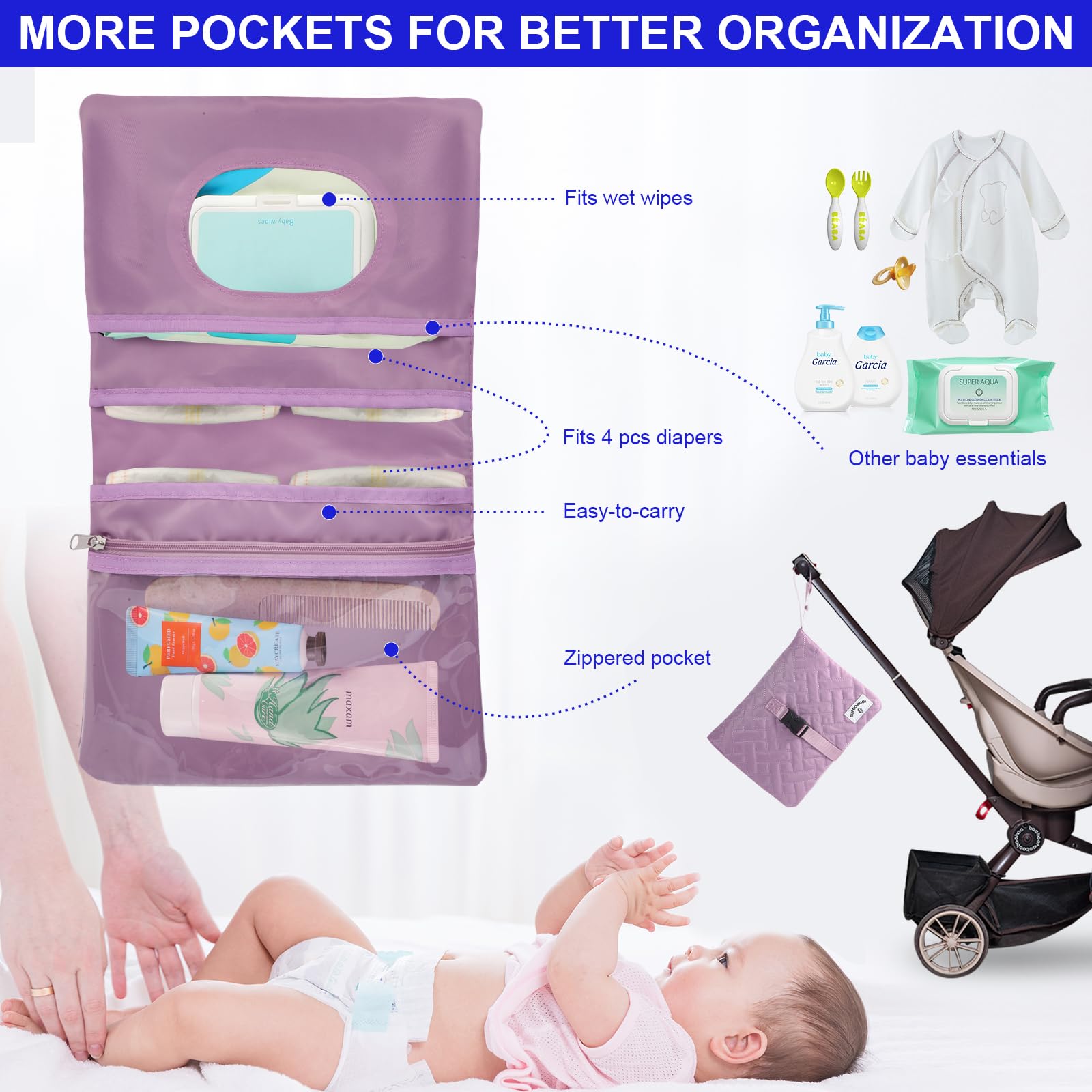 SUPROMOMI Diaper Bag Tote offers 15 pockets for quick item access.