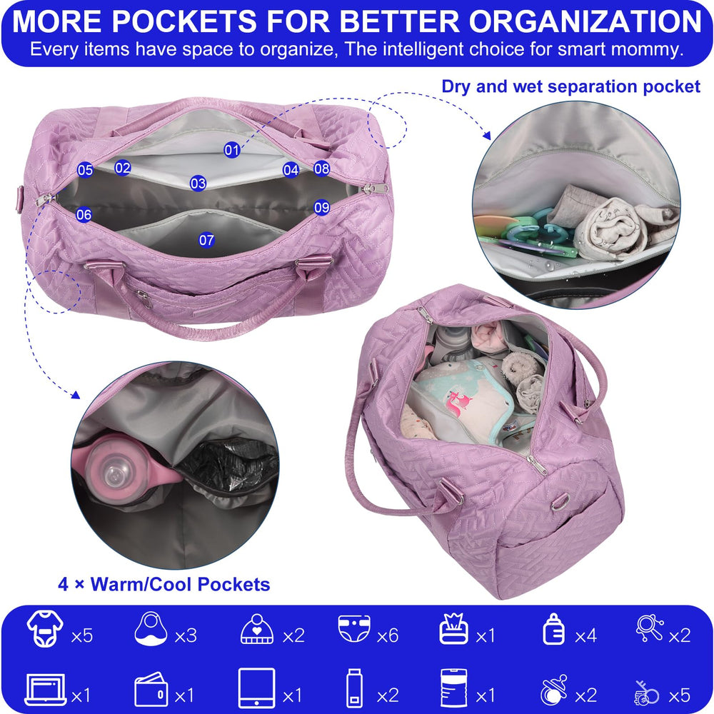 SUPROMOMI Diaper Bag Tote with dry-wet separation for easy diapering gear.