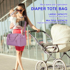 SUPROMOMI Diaper Bag Tote with insulated bottle pocket for hot or cold drinks.