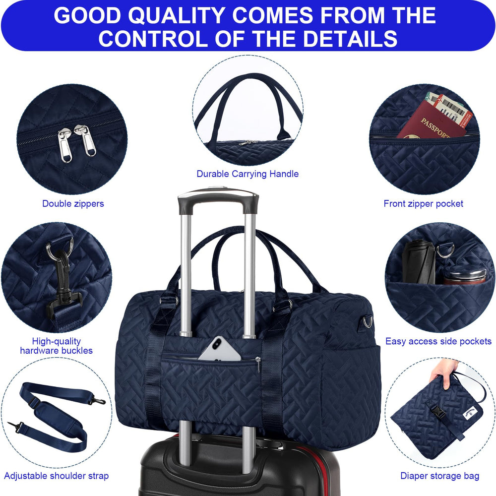 Supromomi diaper bag tote luggage sleeve allows attachment to a suitcase.