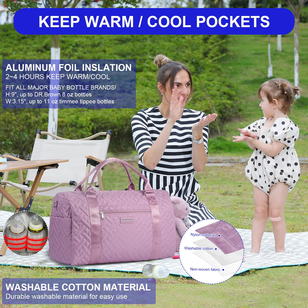 SUPROMOMI Diaper Bag Tote rear luggage sleeve simplifies travel.