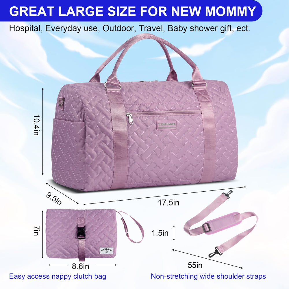 SUPROMOMI Diaper Bag Tote round handle for comfortable carrying.