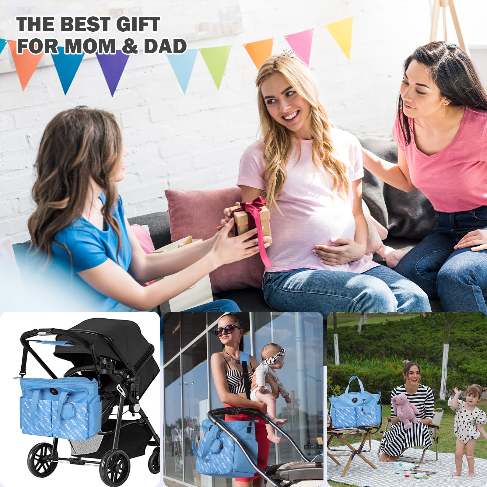 SUPROMOMI diaper tote diaper pad pocket stores diaper needs