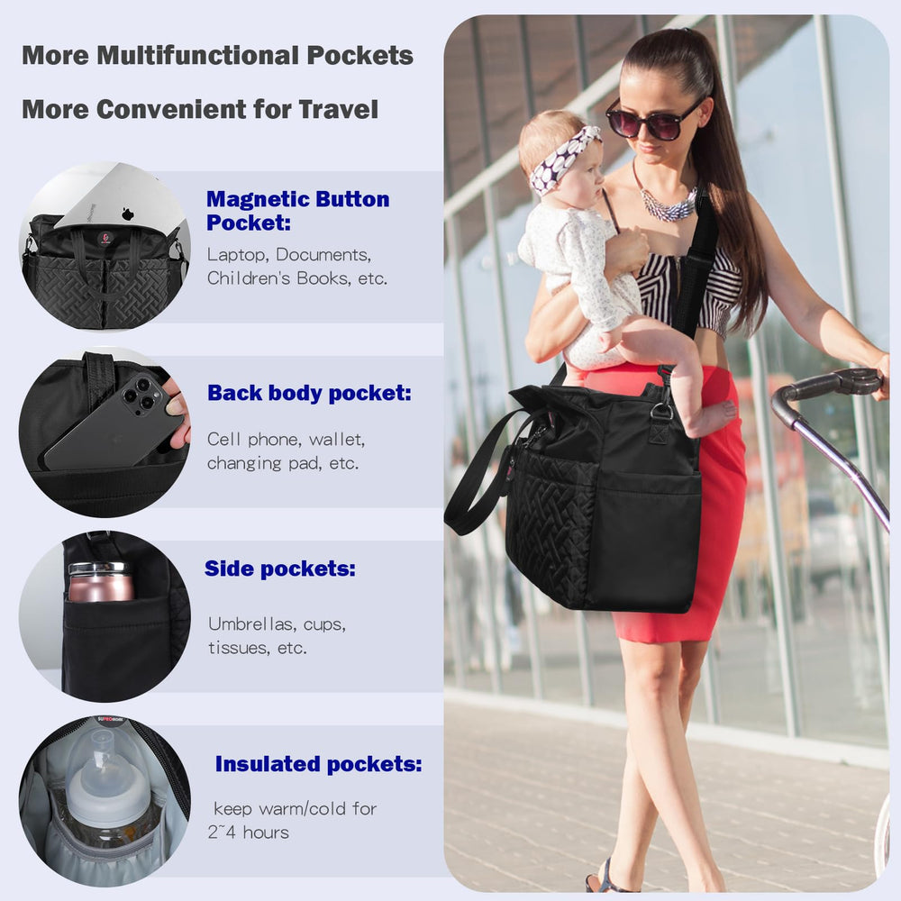 SUPROMOMI Diaper Tote insulated pocket keeps bottles at correct temperature on the go