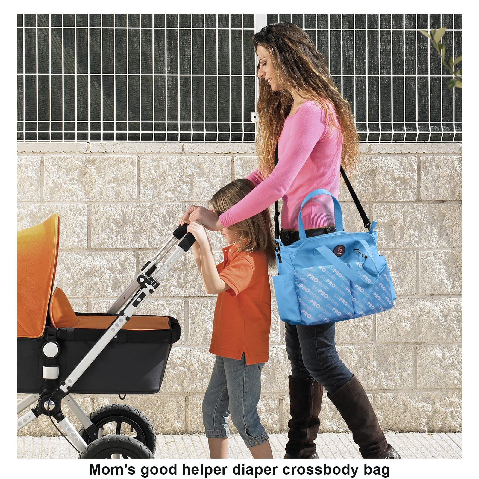 SUPROMOMI diaper tote removable shoulder strap for comfortable carrying