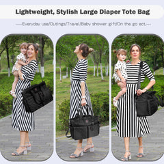 SUPROMOMI Diaper Tote side pocket highlights quick stash for wipes and small items
