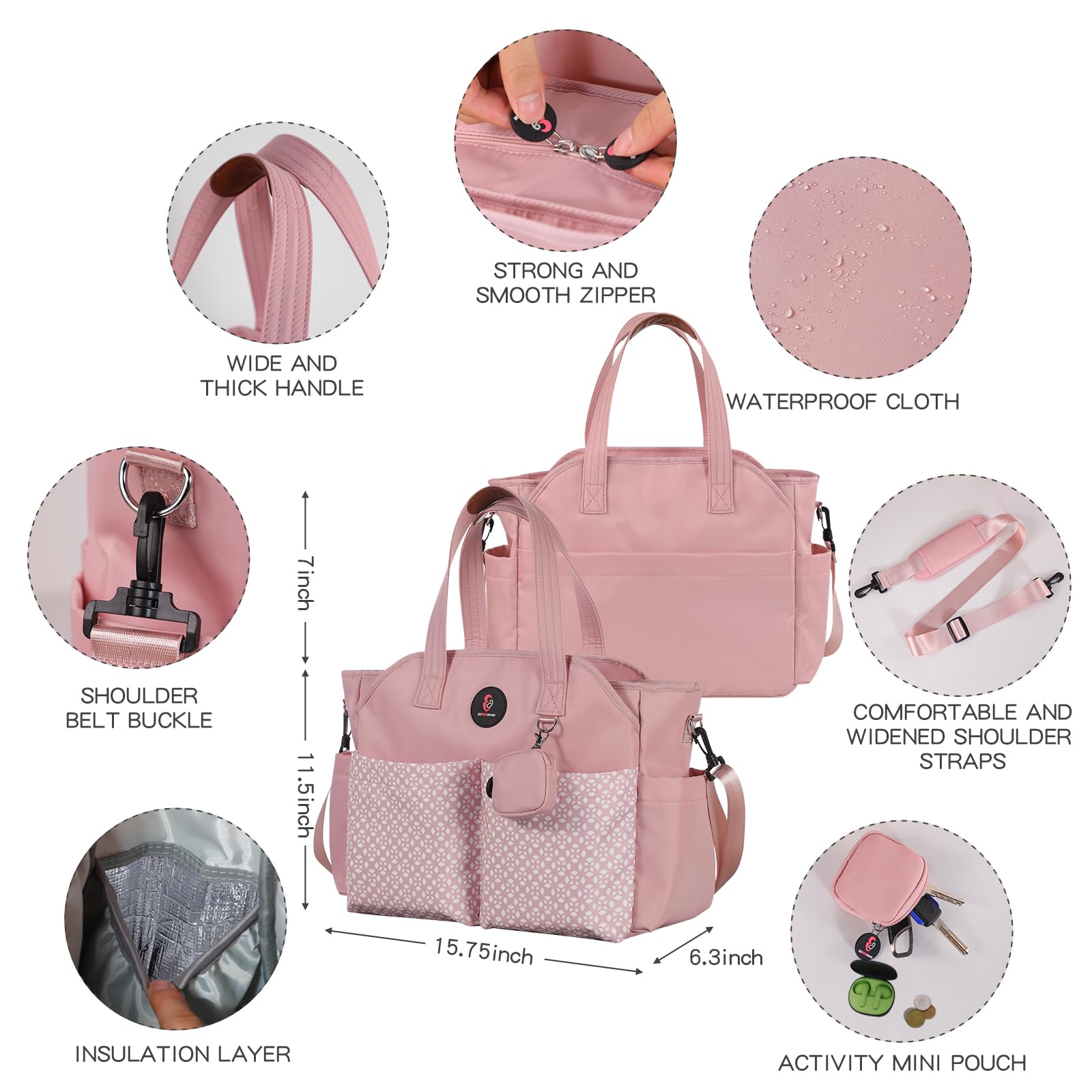 SUPROMOMI tote side pockets hold water bottles and small items