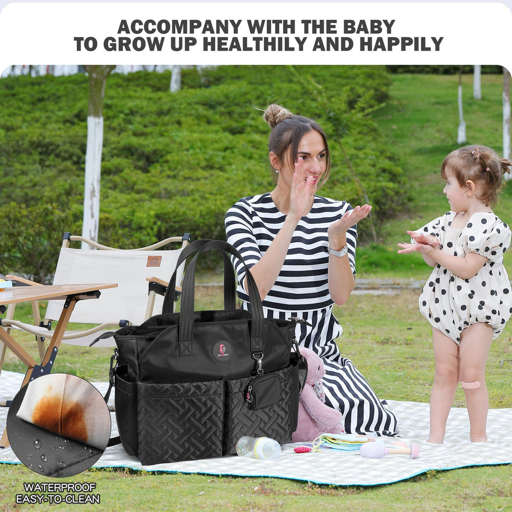 SUPROMOMI Diaper Tote water-bottle pocket ideal for hydration on day trips
