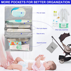 SUPROMOMI 15-pocket mommy bag highlights organized storage for diapers and supplies.