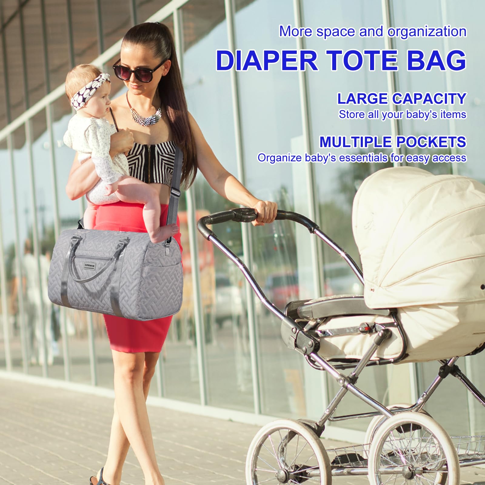 SUPROMOMI weekend-travel-baby-bag with organized compartments for quick getaways.