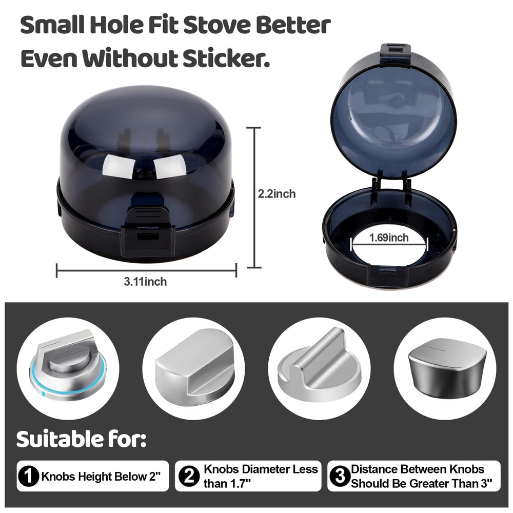 Installing with adhesive strips, SuPruida knob safety cover ensures secure knob blocking.