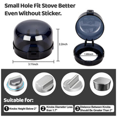 Installing with adhesive strips, SuPruida knob safety cover ensures secure knob blocking.