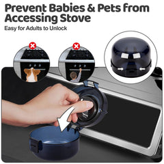 SuPruida stove knob safety cover on stove shows easy compatibility with various knobs.