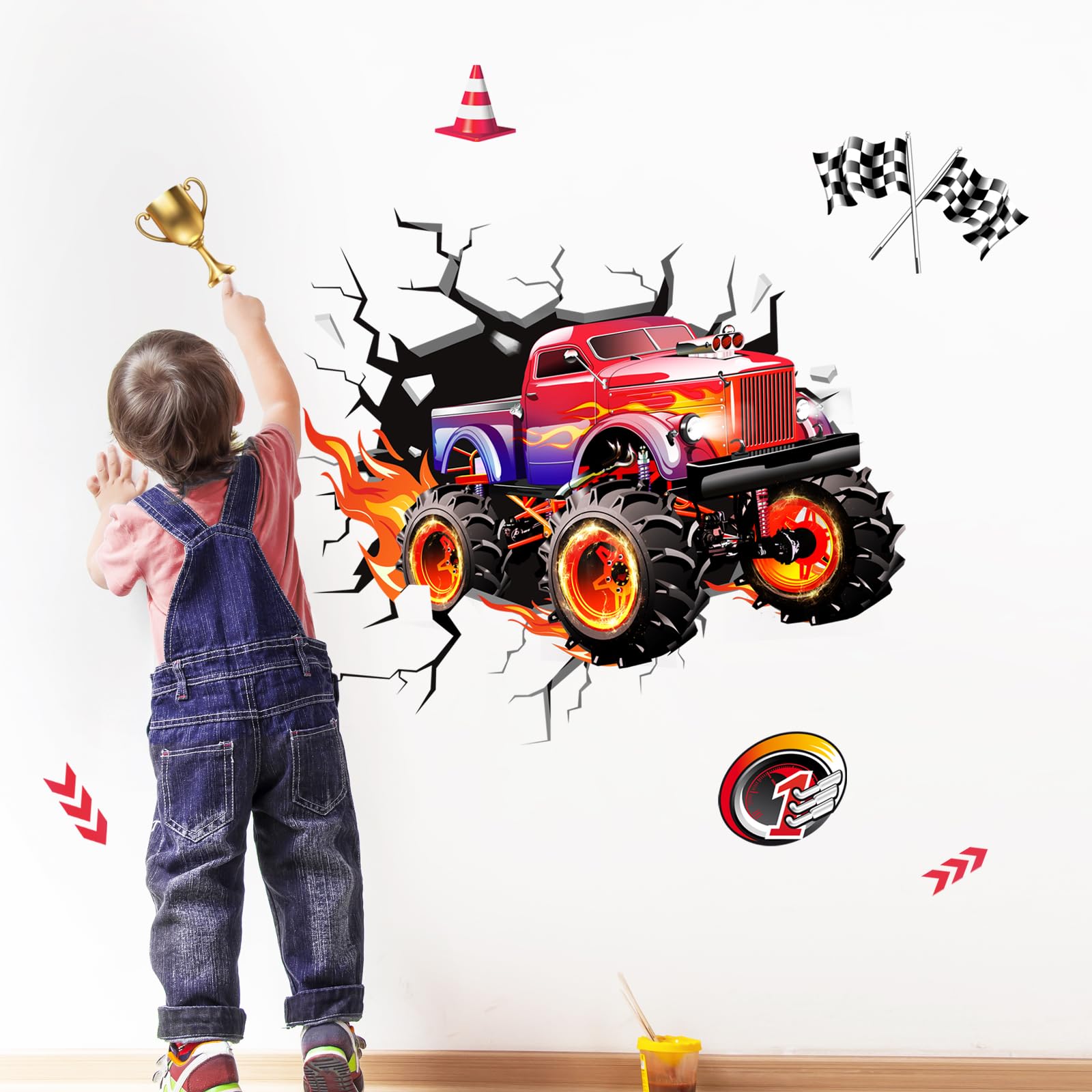 Supzone 3D Racing Car wall decal DIY design for personalized decor.