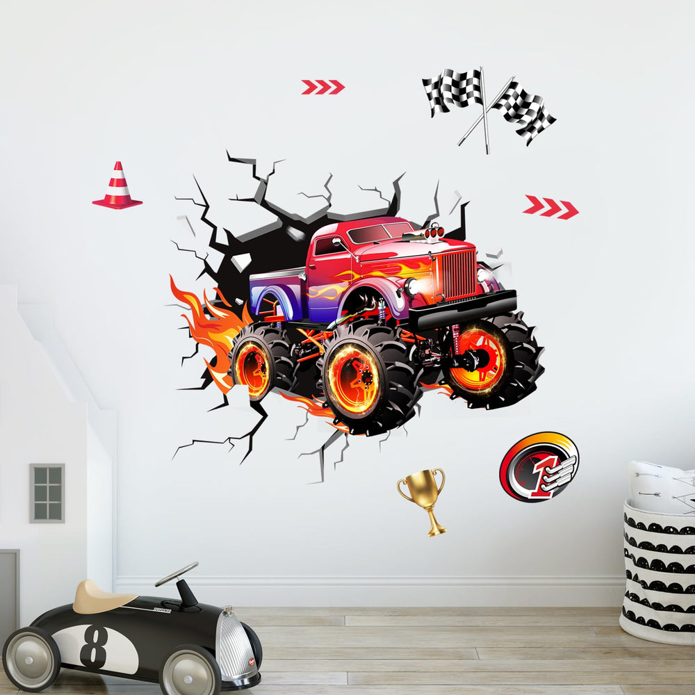 Supzone 3D Racing Car wall decal durable vinyl material.