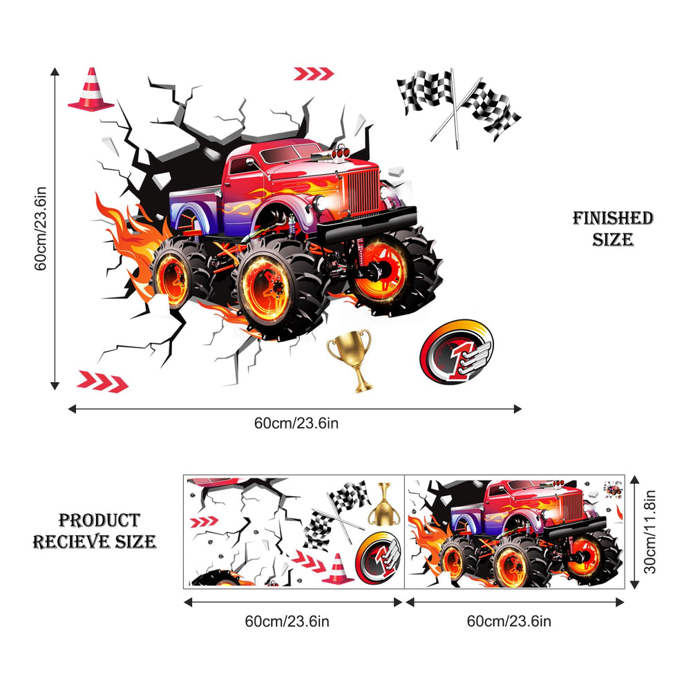 Supzone 3D Racing Car wall decal waterproof and residue-free removal.