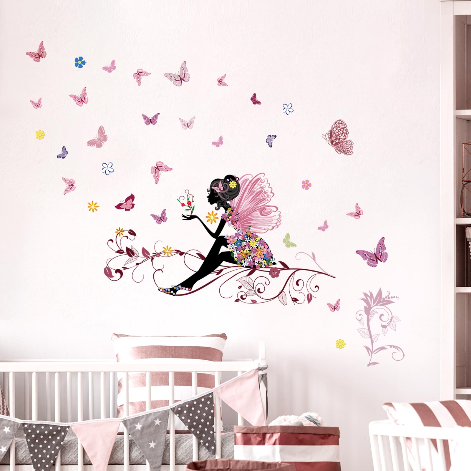 Supzone Colorful Butterflies wall art adds whimsy to playroom walls.
