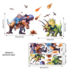 Supzone dinosaur wall decal in a boys' bedroom creates a lively learning corner