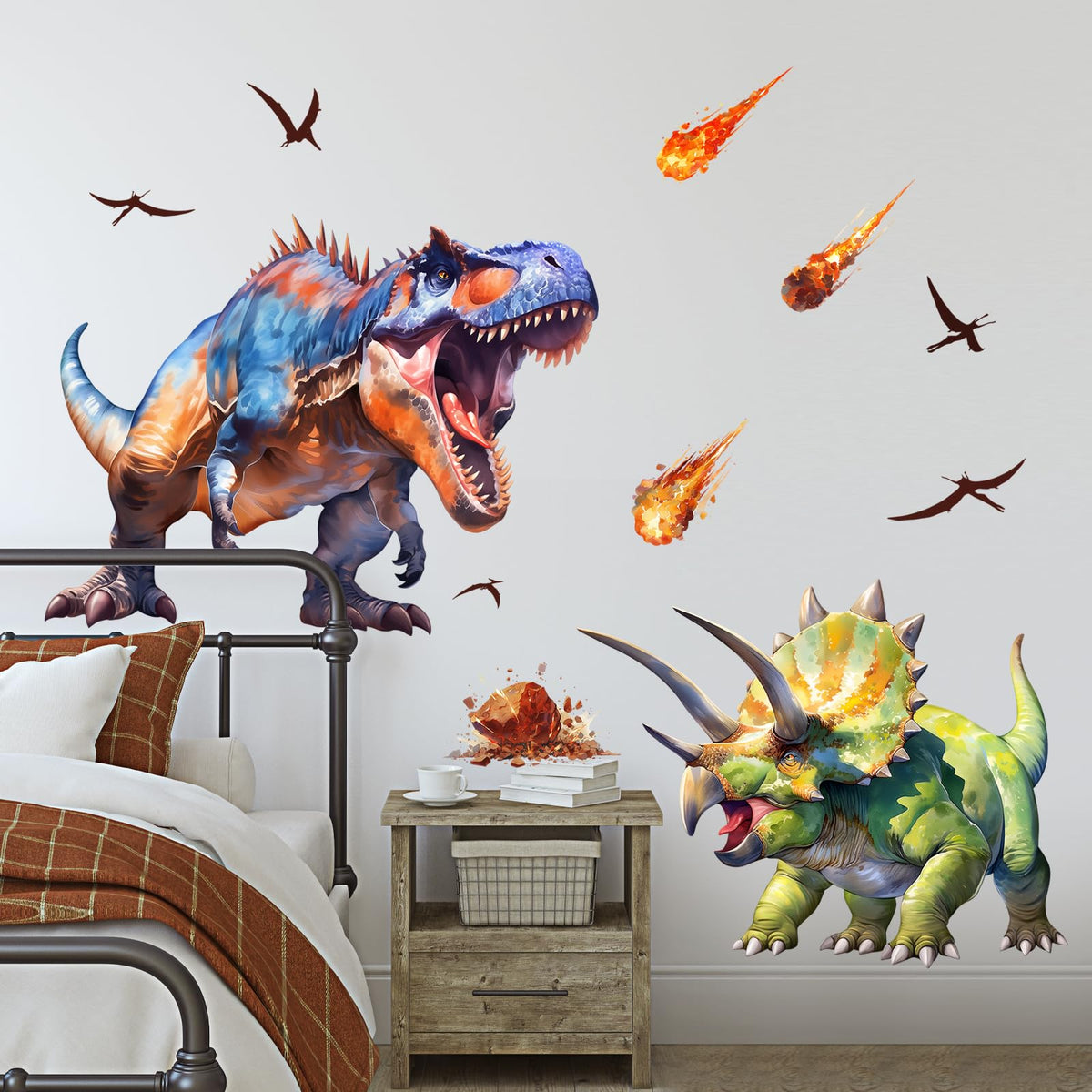 Supzone Tyrannosaurus wall decal adds a bold focal point with vibrant colors for kids' room