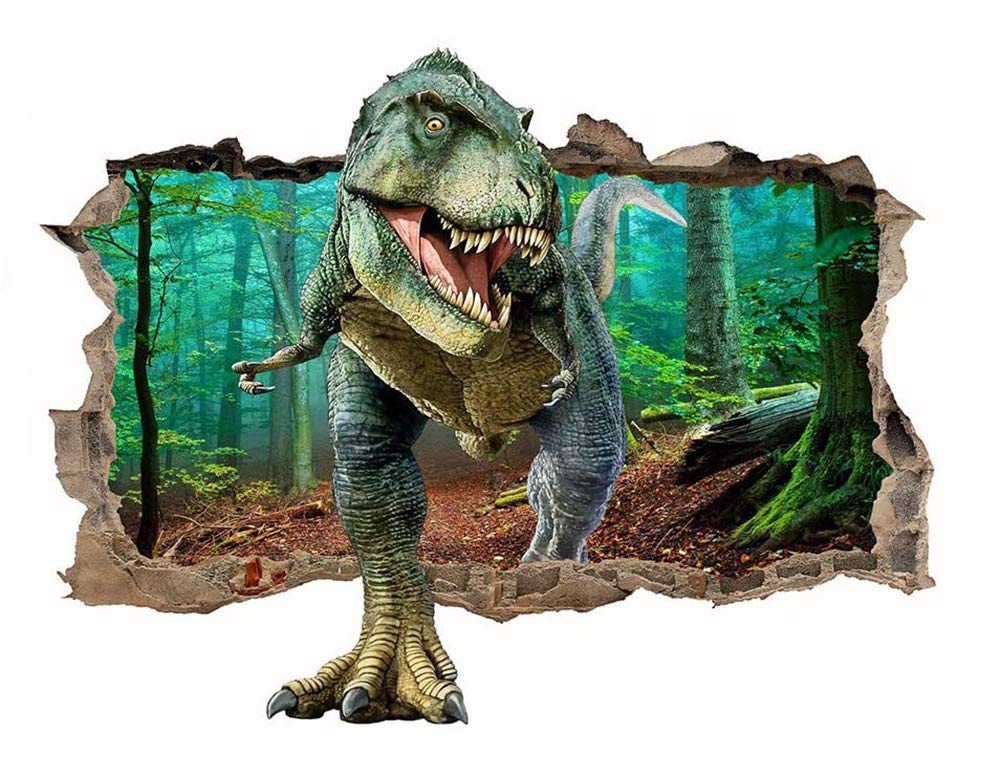 Supzone broken 3D dinosaur wall sticker on wall adds playful focal point