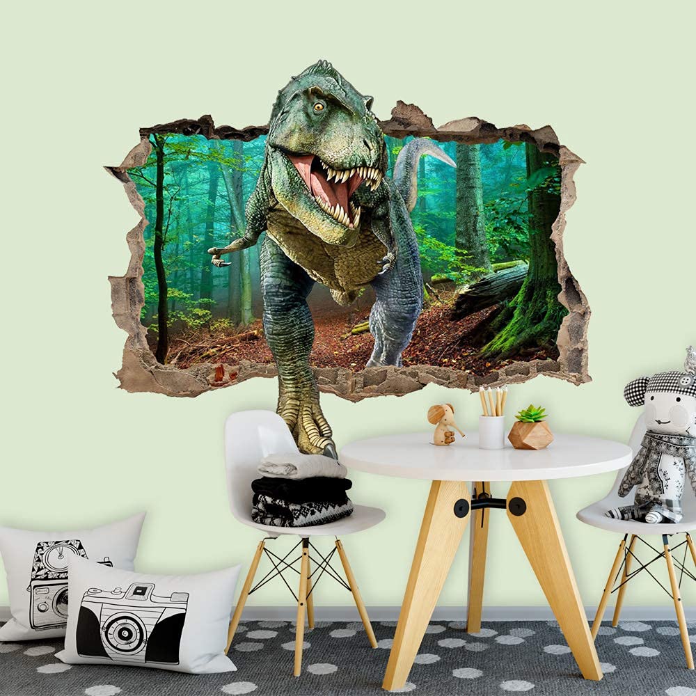 Supzone dinosaur wall decals on furniture for playful room transformation
