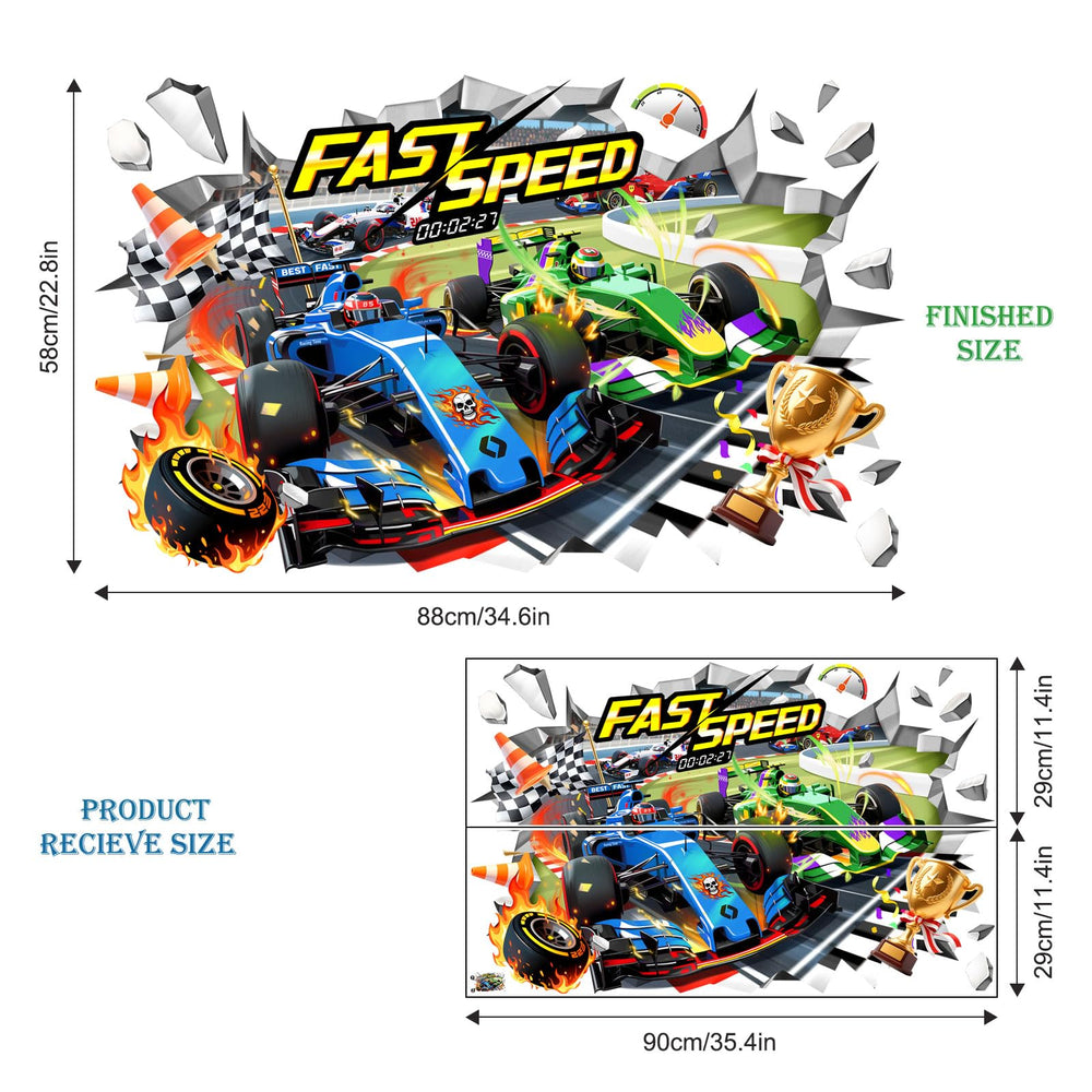 Supzone Formula 1 racing cars in vivid colors brighten kid's bedrooms.