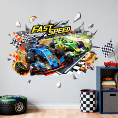 Supzone kids' wall sticker creates an exciting racing scene on smooth surfaces.