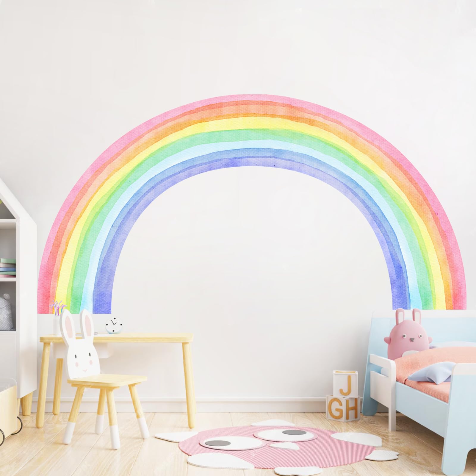 Supzone watercolor rainbow wall stickers install on smooth surfaces.