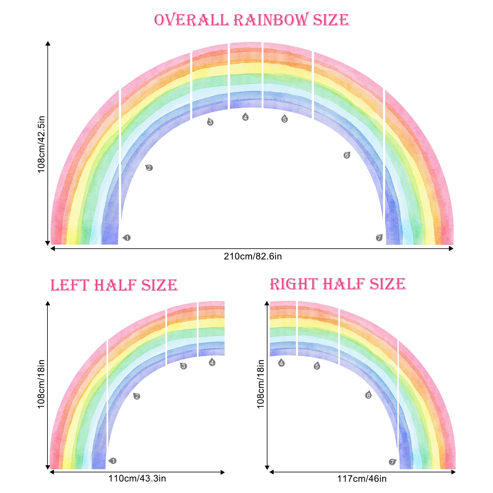 Supzone peel-and-stick rainbow wall art for easy home updates.