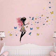 Supzone pink flowers nursery wall art creates playful decor.